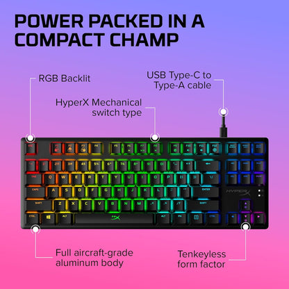 Alloy Origins Core - Tenkeyless Mechanical Gaming Keyboard, Software Controlled Light & Macro Customization, Compact Form Factor, RGB LED Backlit, Linear  Red Switch