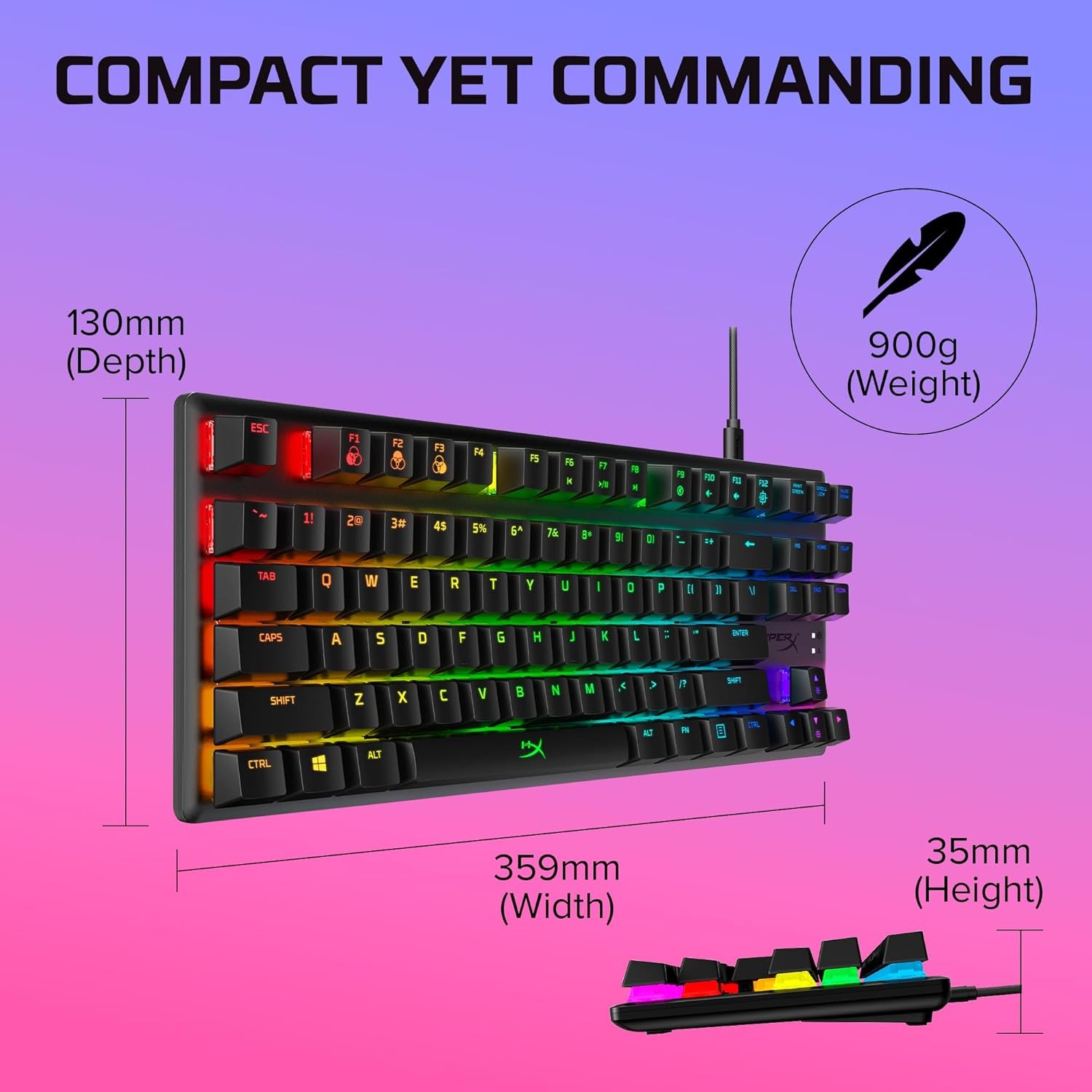 Alloy Origins Core - Tenkeyless Mechanical Gaming Keyboard, Software Controlled Light & Macro Customization, Compact Form Factor, RGB LED Backlit, Linear  Red Switch